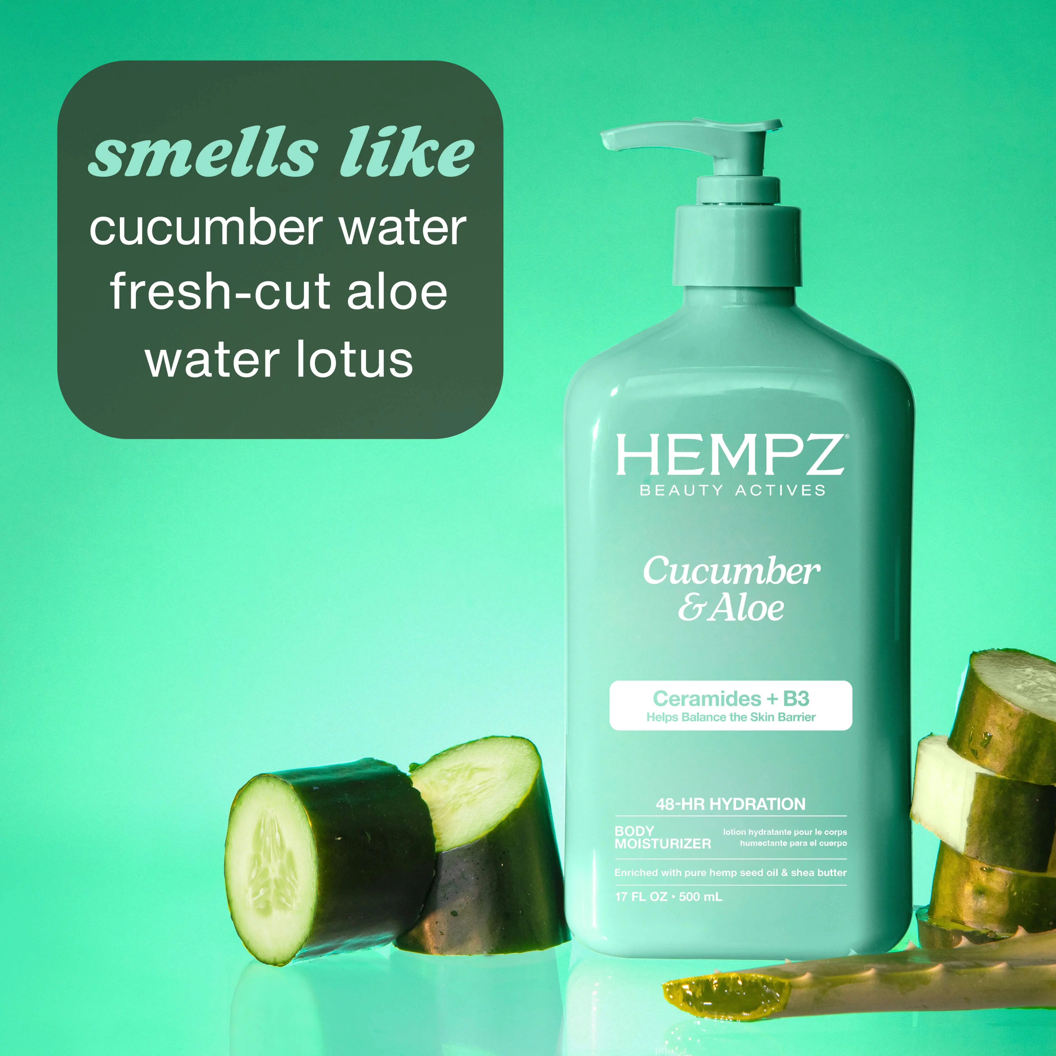 Beauty Actives Cucumber & Aloe Moisturizing Body Lotion with Ceramides + B3 - Image 3