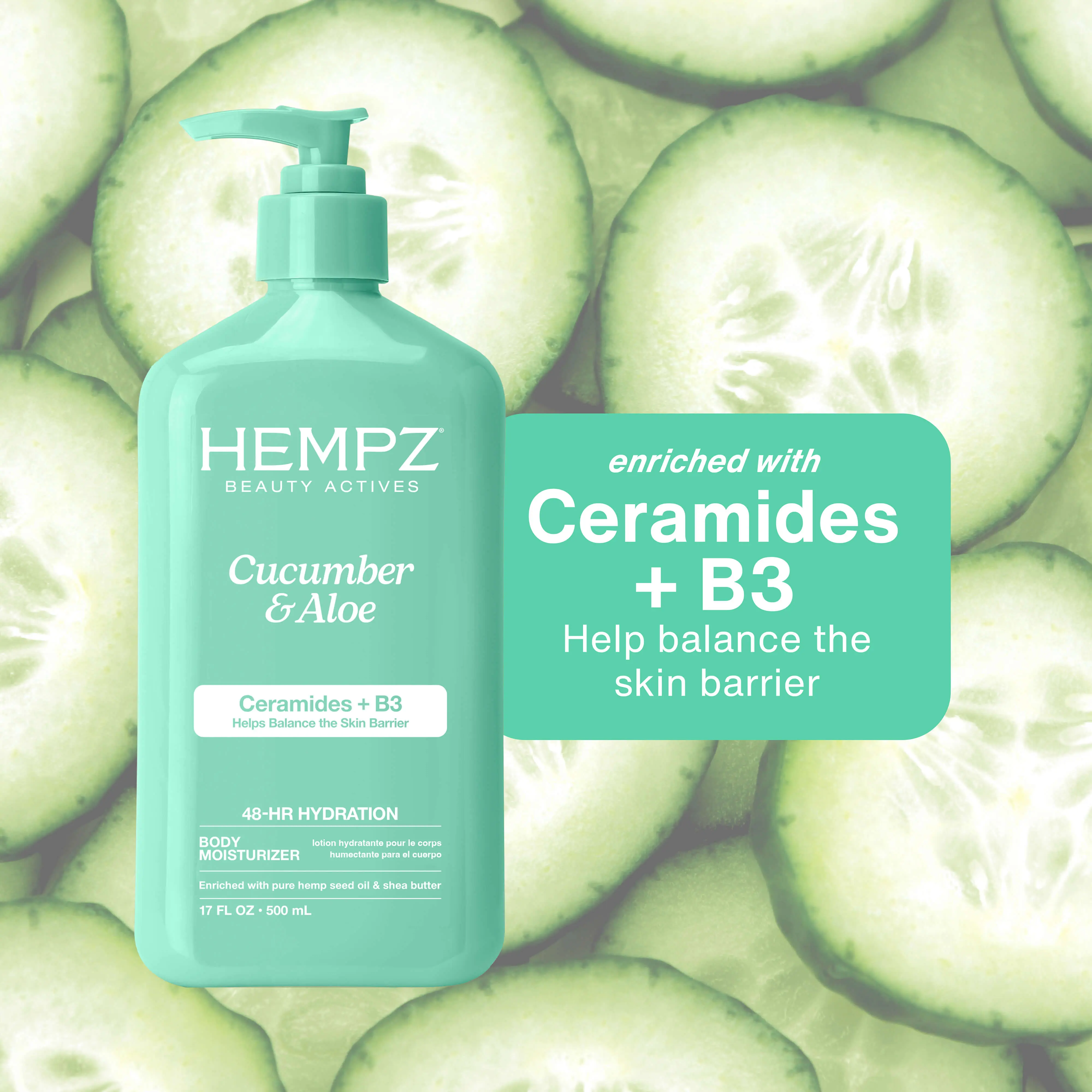 Beauty Actives Cucumber & Aloe Moisturizing Body Lotion with Ceramides + B3 - Image 4