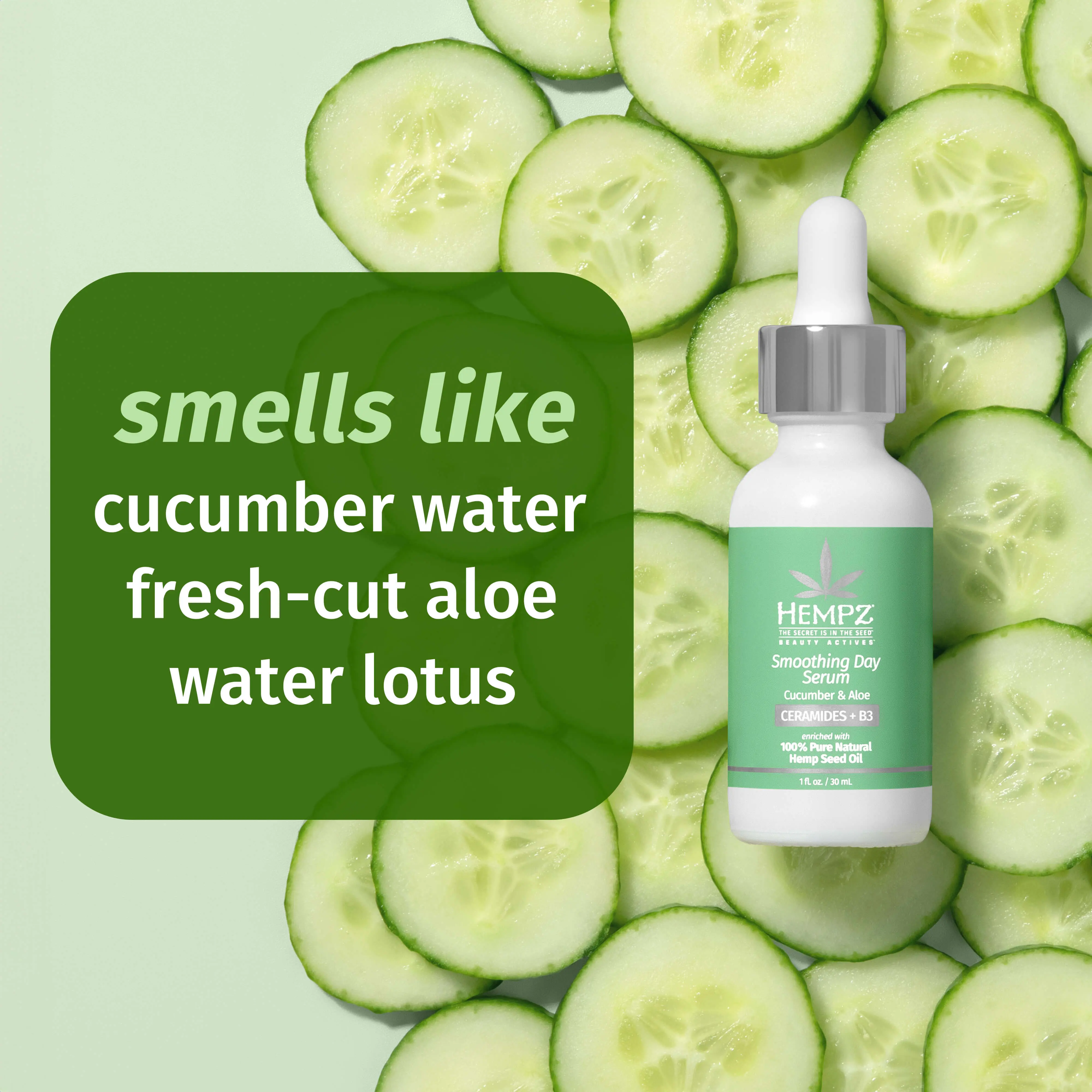 Beauty Actives Cucumber & Aloe Smoothing Day Facial Serum with Ceramides + B3 - Image 3
