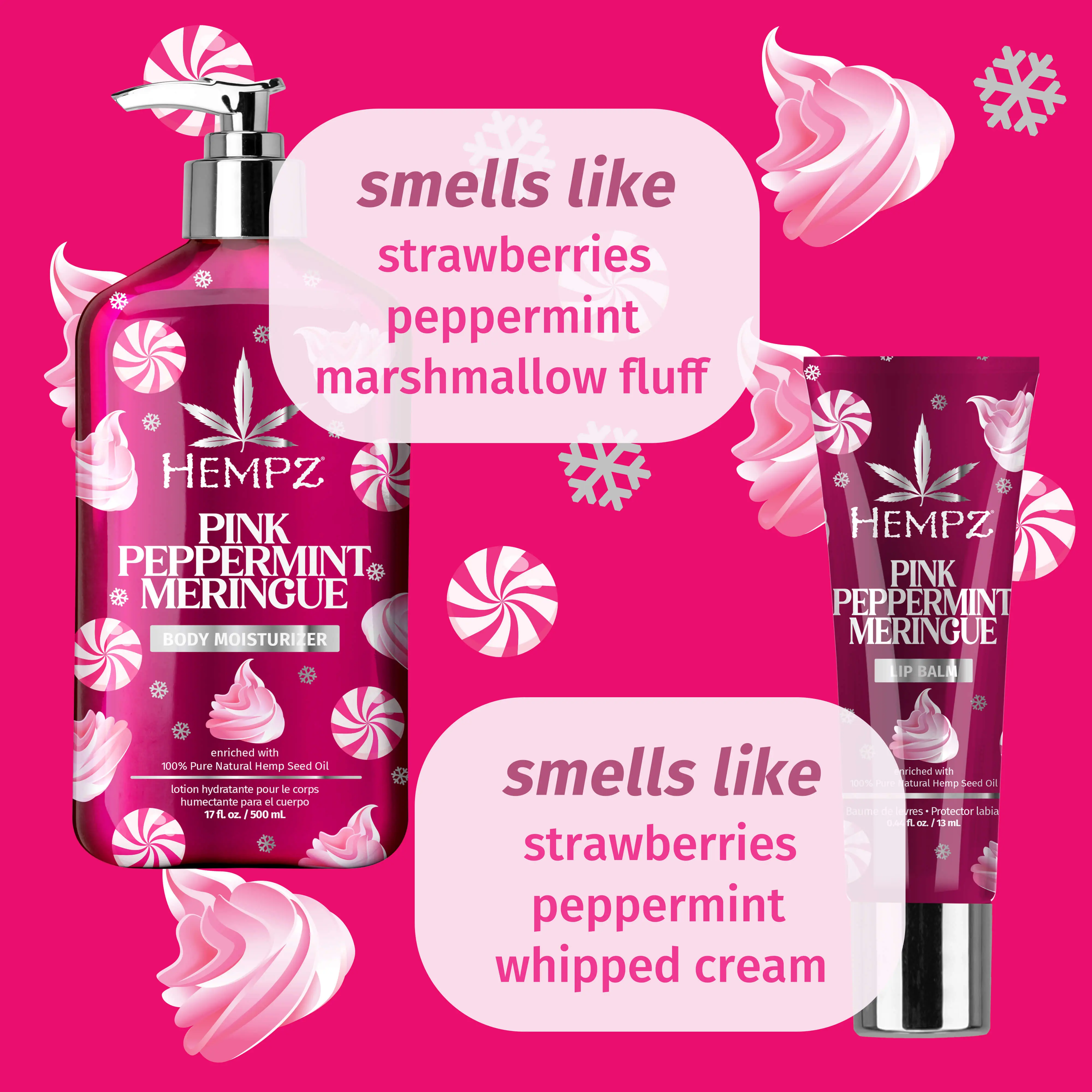 Festive Mint Hydration Pink Peppermint Meringue Lotion & Lip Balm Gift Set - Image 2