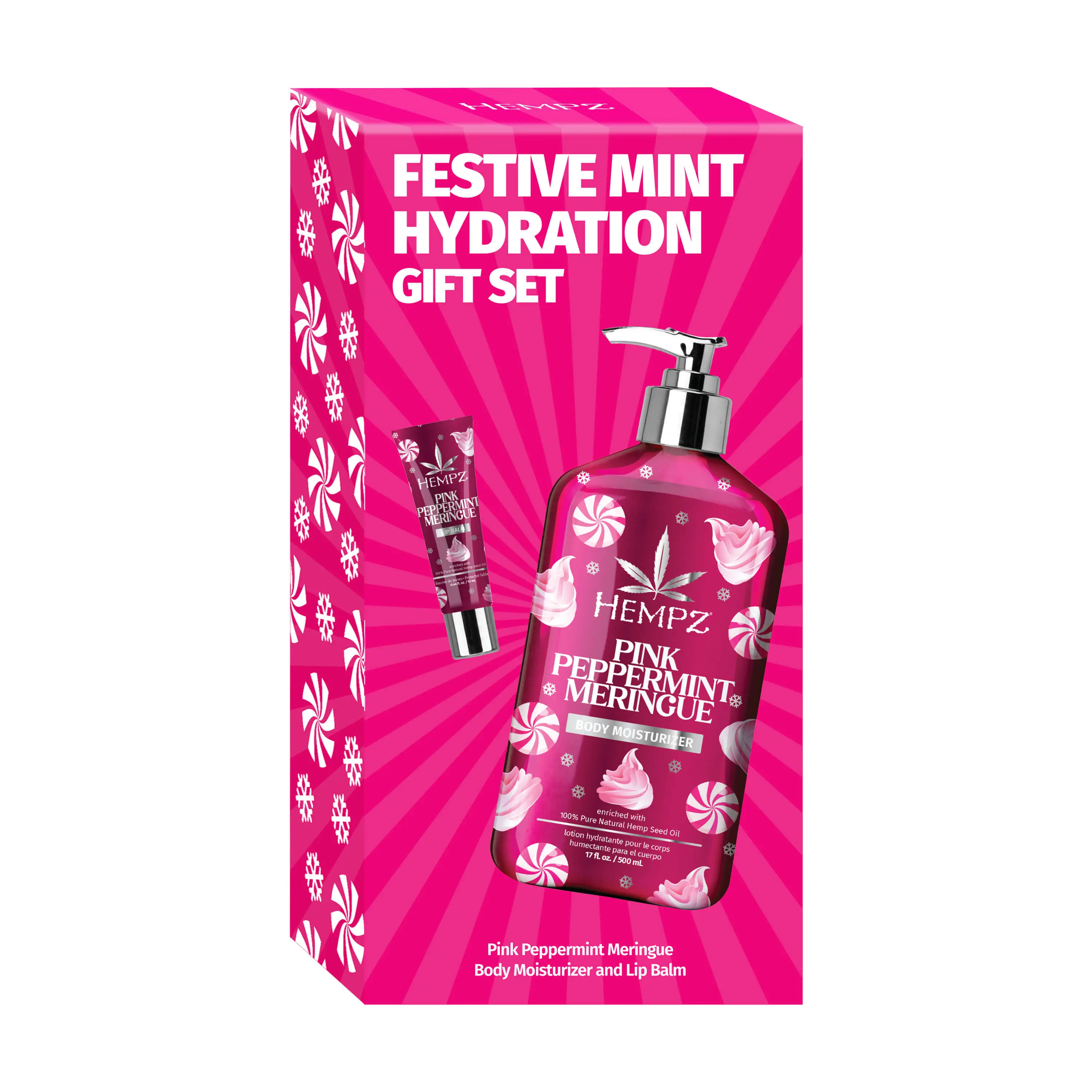 Festive Mint Hydration Pink Peppermint Meringue Lotion & Lip Balm Gift Set - Image 4