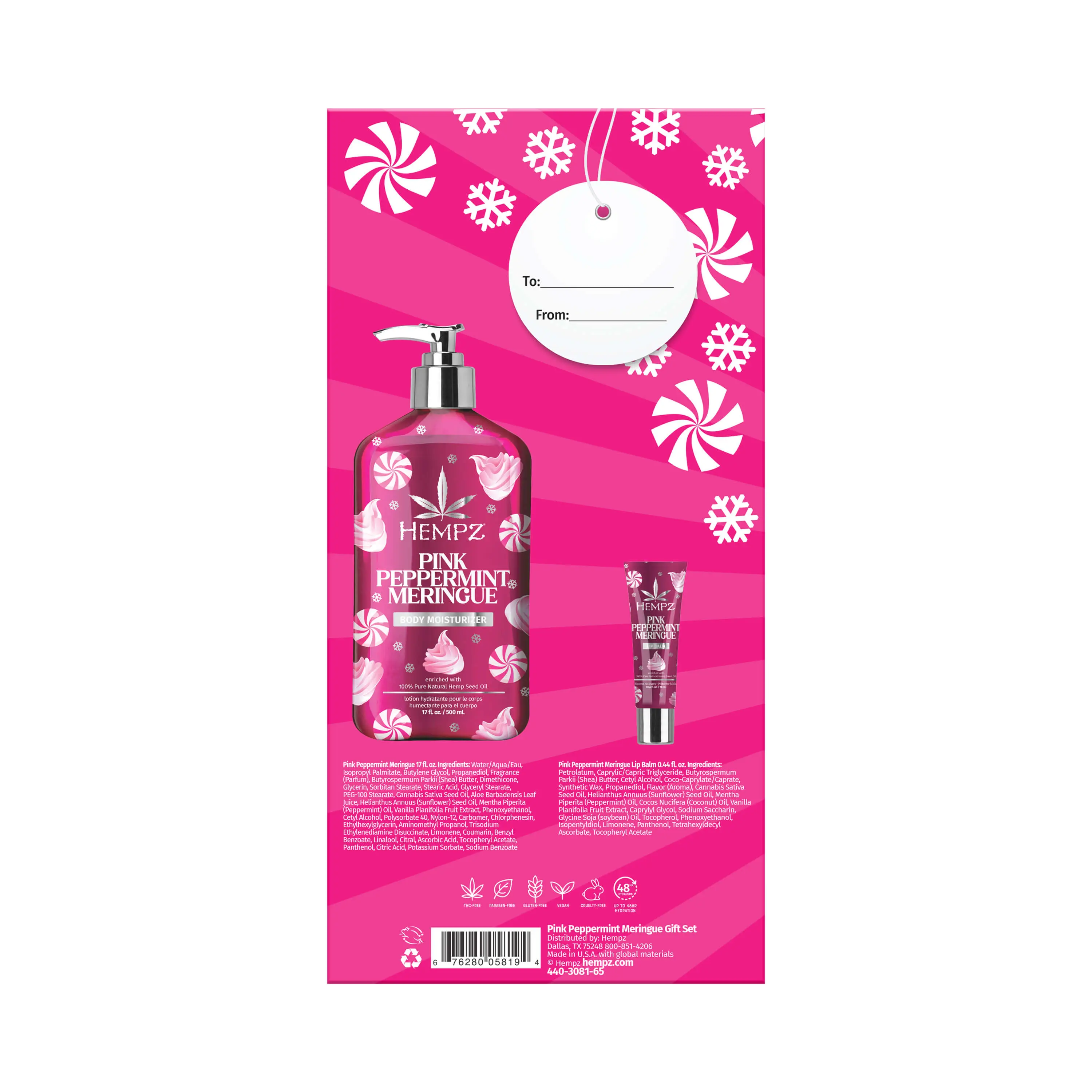 Festive Mint Hydration Pink Peppermint Meringue Lotion & Lip Balm Gift Set - Image 7