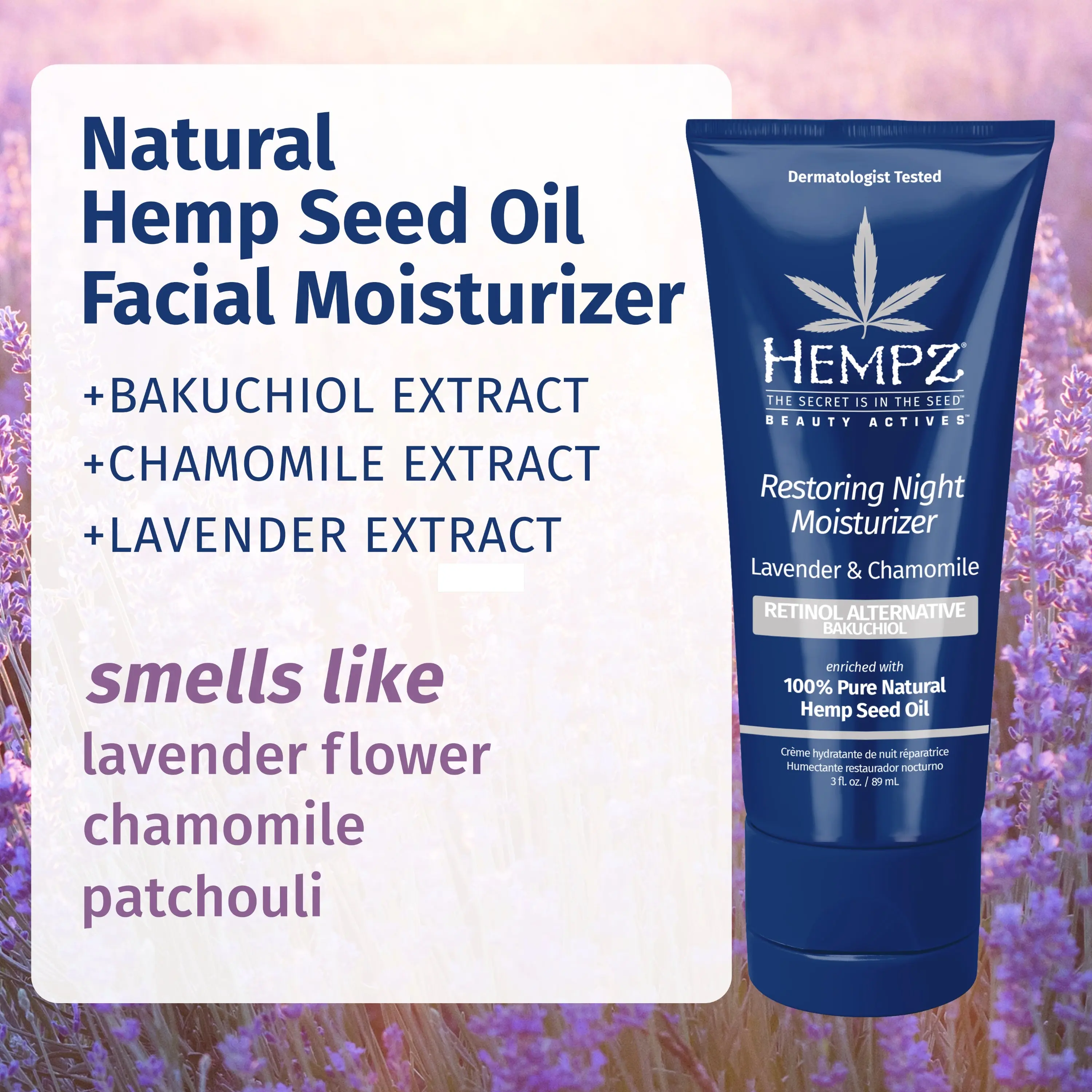 Beauty Actives Lavender & Chamomile Restoring Night Facial Moisturizer with Retinol Alternative - Image 3