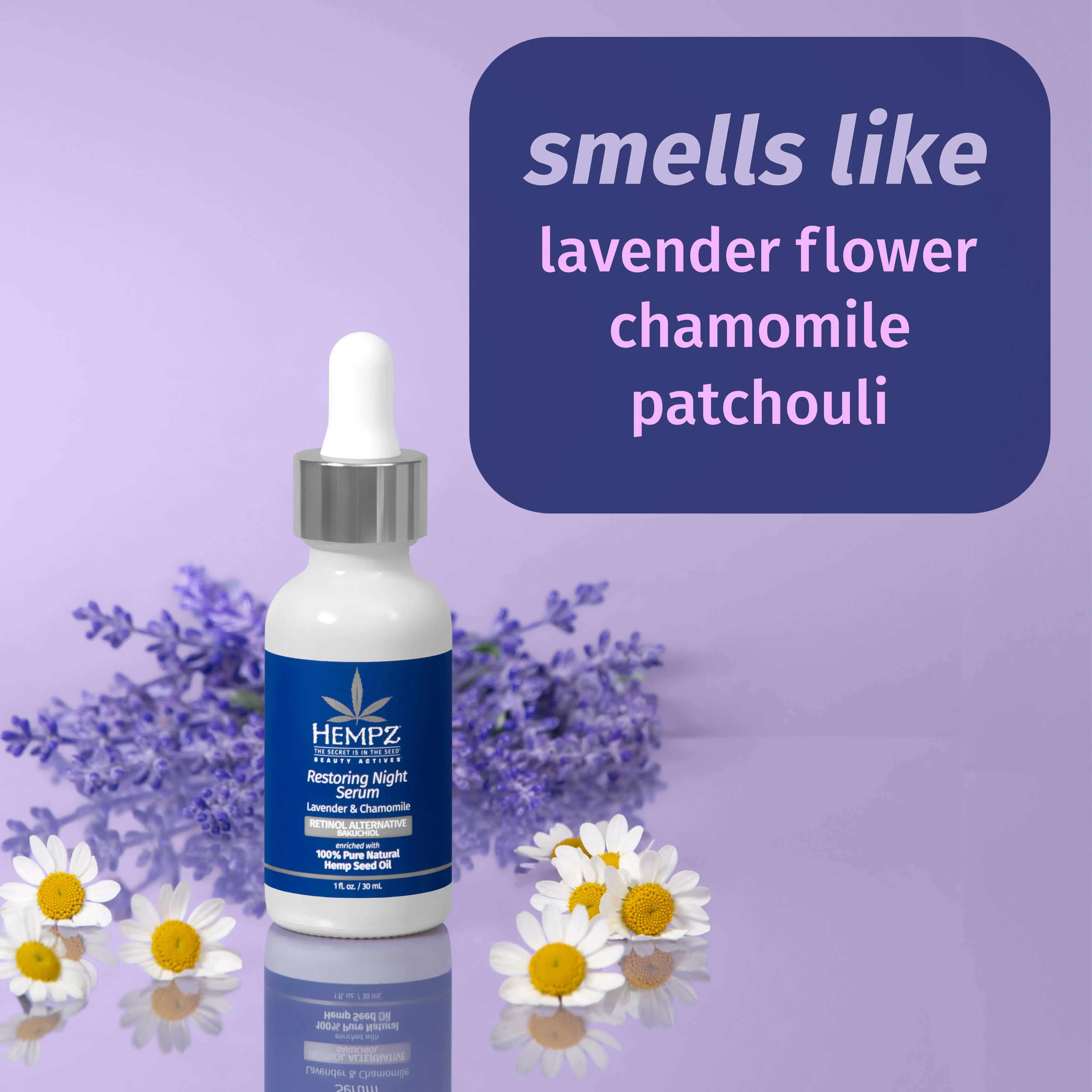 Beauty Actives Lavender & Chamomile Restoring Night Facial Serum with Retinol Alternative - Image 3