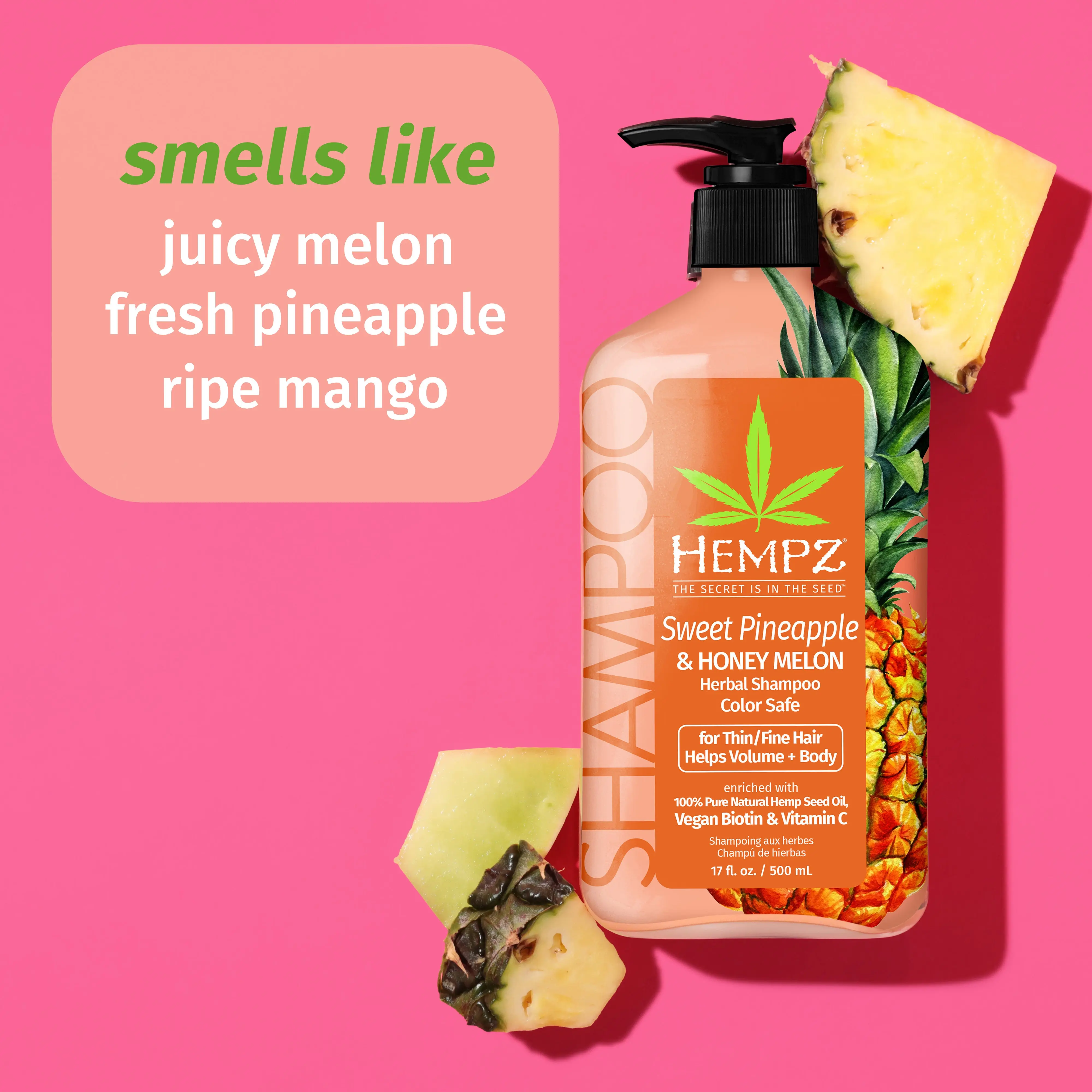 Sweet Pineapple & Honey Melon Herbal Shampoo with Vegan Biotin & Vitamin C for Thin/Fine Hair - Image 3