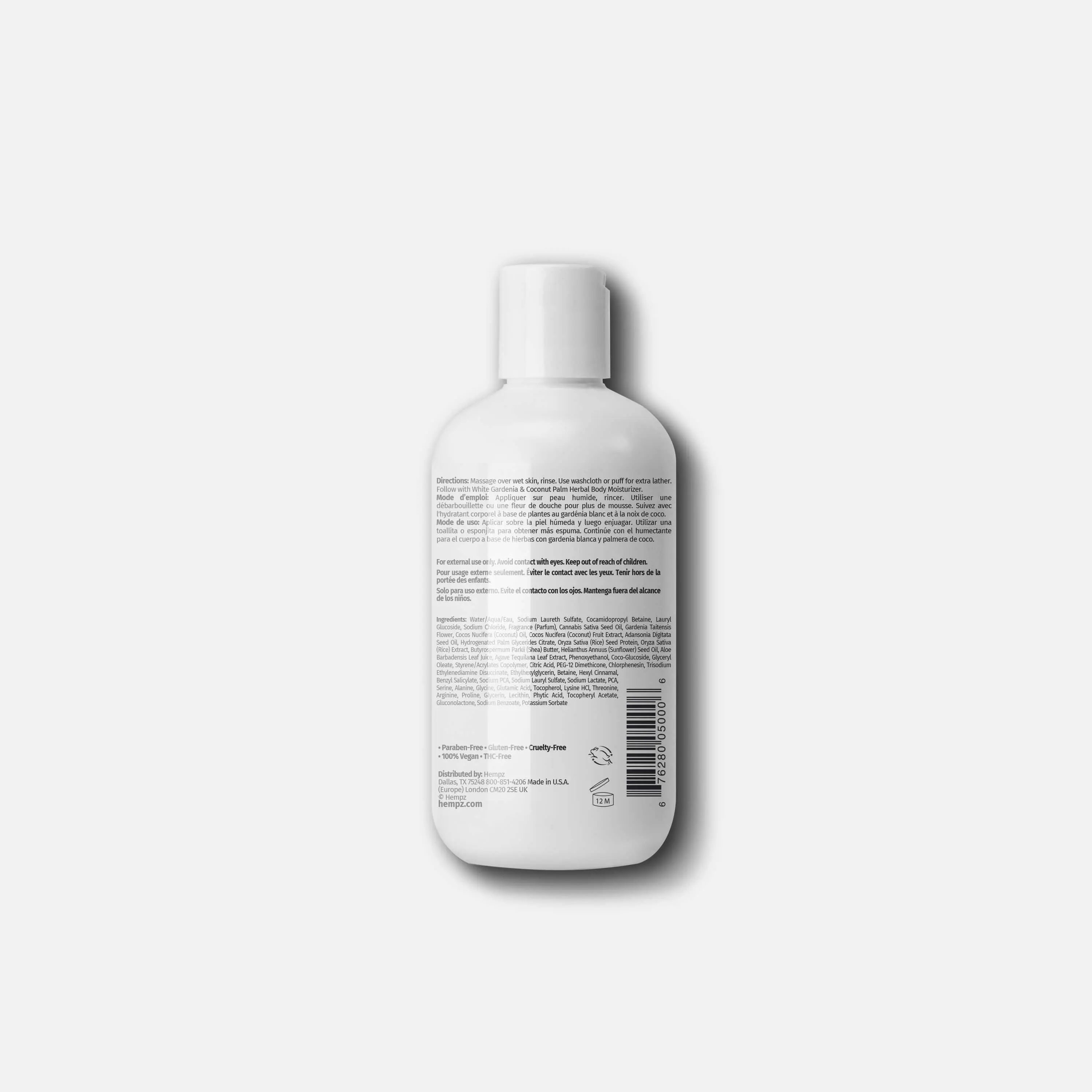 White Gardenia & Coconut Palm Herbal Body Wash - Image 3